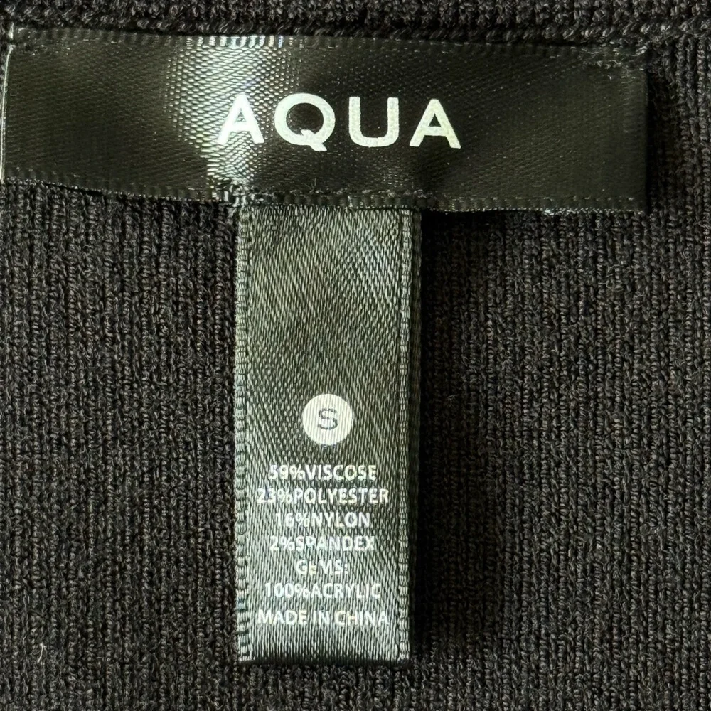 Aqua Black Ribbed Bodysuit Women’s Small | Rhinestone Neckline - Picture 8 of 9